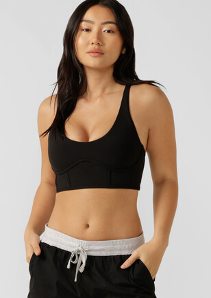 Womens Ribbed Sports Bra. Running Bare Scoop Workout Tank