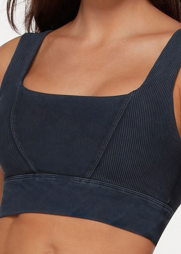 Square Neck Rib Sports Bra Blue Lorna Jane NZ