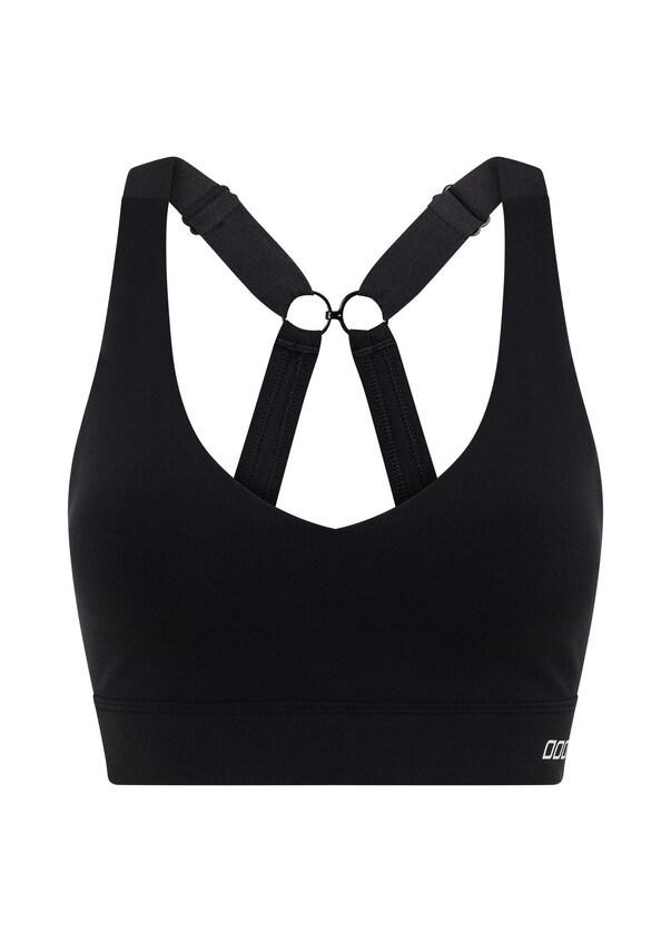 ELEVATED ESSENTIALS, THE PERFECT PADDED SPORTS BRA BLACK & WHITE STRIPES