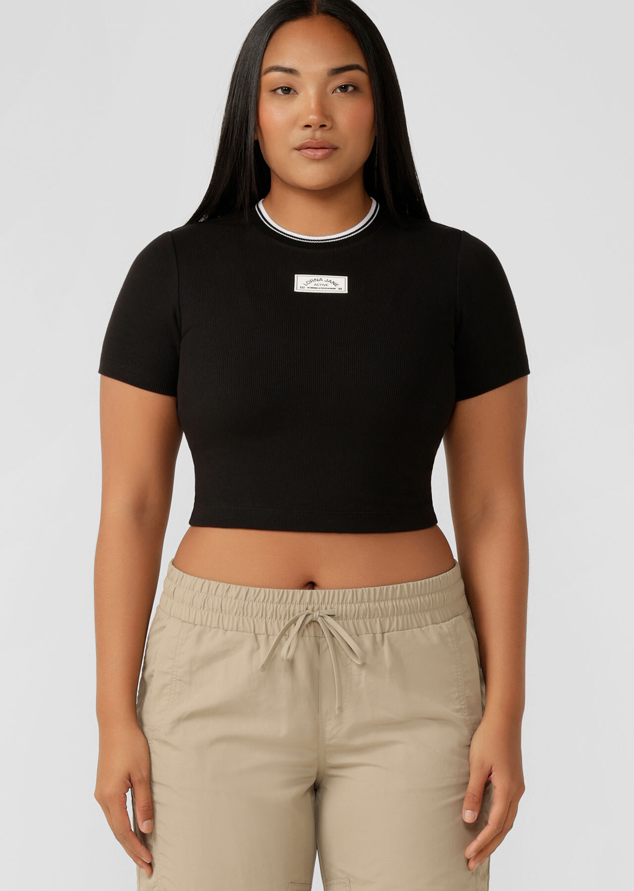 Tie Breaker Cropped Tee, Black